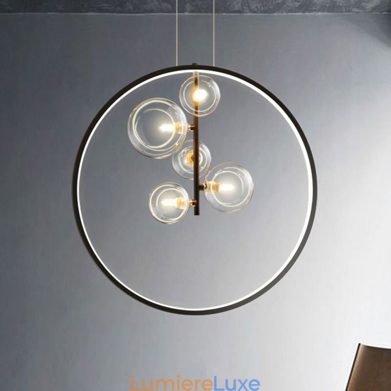 Lustre circulaire à bulles de verre style nordique, lampe de salon moderne
