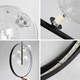 Lustre circulaire à bulles de verre style nordique, lampe de salon moderne