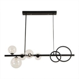 Suspension moderne à bulles de verre noire avec support long