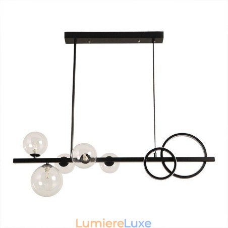 Suspension moderne à bulles de verre noire avec support long Suspension moderne à bulles de verre noire avec support long