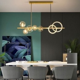 Suspension moderne à bulles de verre noire avec support long