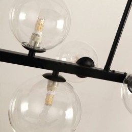 Suspension moderne à bulles de verre noire avec support long