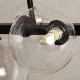 Suspension moderne à bulles de verre noire avec support long