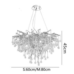 Lustre en cristal nordique avec abat-jour rond en forme de fleur, suspension dorée de luxe
