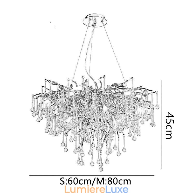 Lustre en cristal nordique avec abat-jour rond en forme de fleur, suspension dorée de luxe