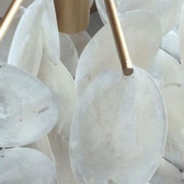 Lustre rond en coquillage naturel à suspendre pour salle à manger