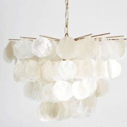Lustre rond en coquillage naturel à suspendre pour salle à manger