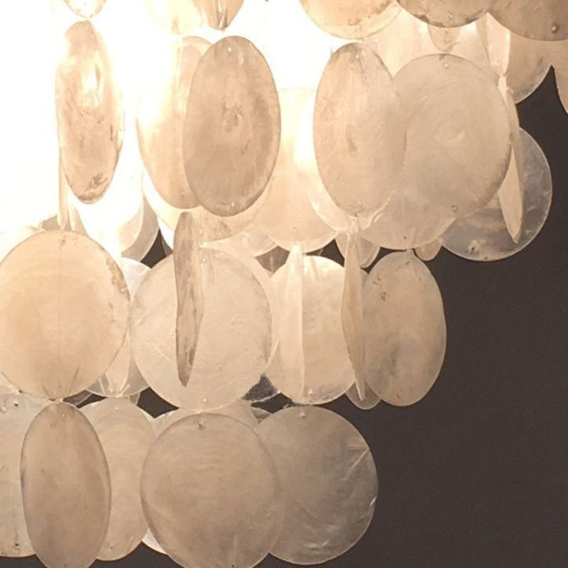 Lustre rond en coquillage naturel à suspendre pour salle à manger