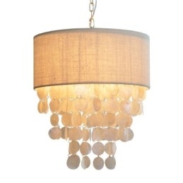 Suspension contemporaine en coquillages de méduses avec abat-jour cylindrique