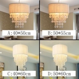 Suspension contemporaine en coquillages de méduses avec abat-jour cylindrique