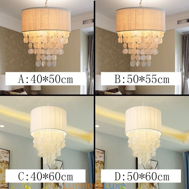 Suspension contemporaine en coquillages de méduses avec abat-jour cylindrique