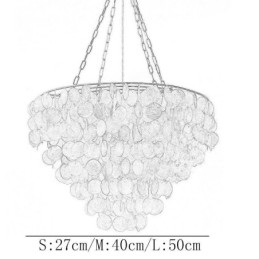 Lustre rond en coquillage naturel suspendu en couches, marron clair et noir