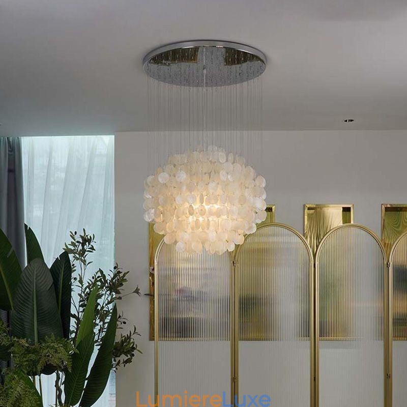 Suspension coquillage moderne, éclairage de plafond suspendu contemporain pour salle à manger