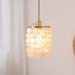 Lustre classique moderne avec abat-jour en coquillage blanc, lampe suspendue, plafonnier