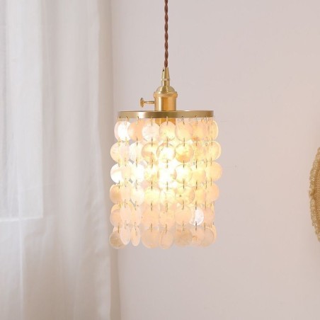 Lustre classique moderne avec abat-jour en coquillage blanc, lampe suspendue, plafonnier Lustre classique moderne avec abat-jour en coquillage blanc, lampe suspendue, plafonnier