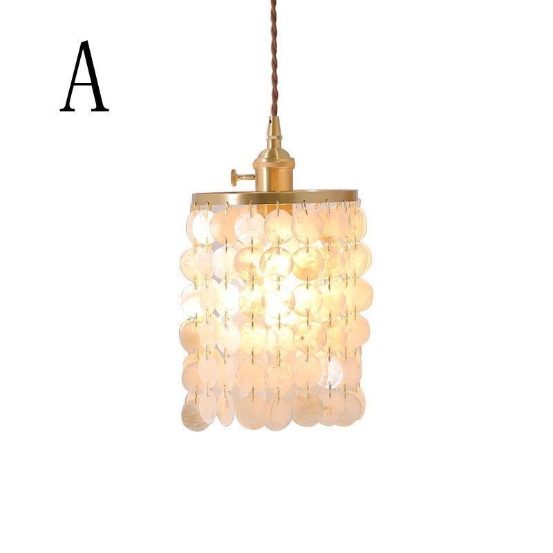 Lustre classique moderne avec abat-jour en coquillage blanc, lampe suspendue, plafonnier