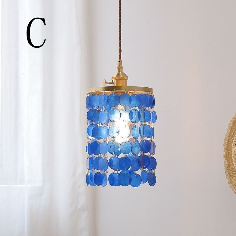 Lustre classique moderne avec abat-jour en coquillage blanc, lampe suspendue, plafonnier