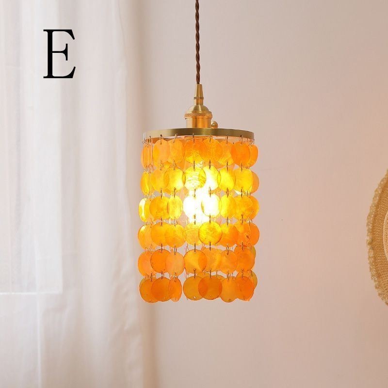 Lustre classique moderne avec abat-jour en coquillage blanc, lampe suspendue, plafonnier