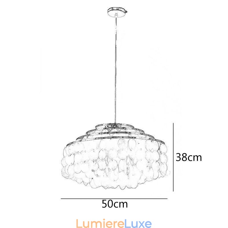Lustre moderne en forme de goutte d'eau avec abat-jour en coquillage blanc