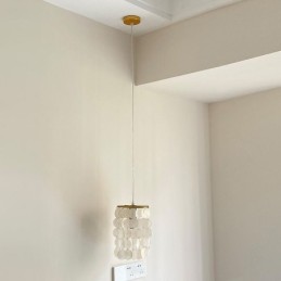 Suspension moderne en Capiz, mini plafonnier suspendu contemporain pour salle à manger