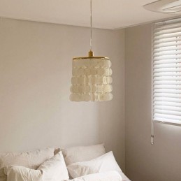 Suspension moderne en Capiz, mini plafonnier suspendu contemporain pour salle à manger