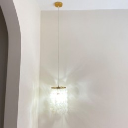 Suspension moderne en Capiz, mini plafonnier suspendu contemporain pour salle à manger