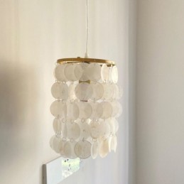 Suspension moderne en Capiz, mini plafonnier suspendu contemporain pour salle à manger
