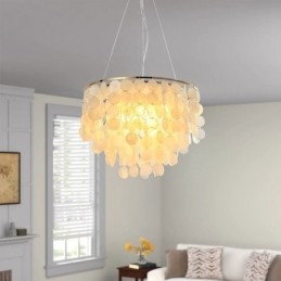 Plafonnier moderne en coquillage blanc, luminaire suspendu, lustre