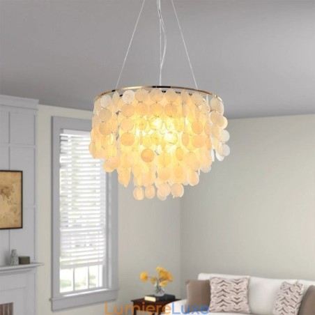 Plafonnier moderne en coquillage blanc, luminaire suspendu, lustre Plafonnier moderne en coquillage blanc, luminaire suspendu, lustre