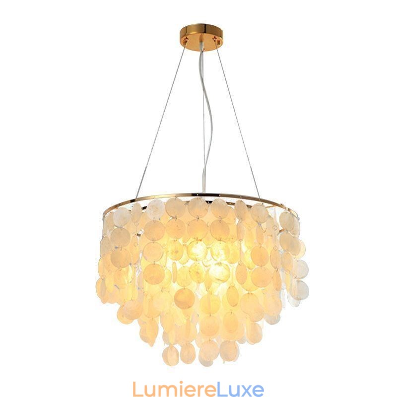 Plafonnier moderne en coquillage blanc, luminaire suspendu, lustre