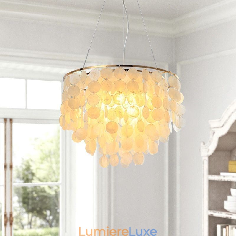 Plafonnier moderne en coquillage blanc, luminaire suspendu, lustre