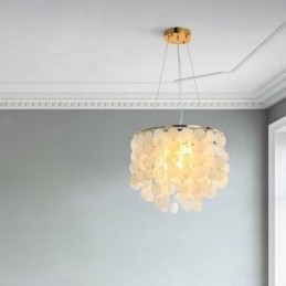 Plafonnier moderne en coquillage blanc, luminaire suspendu, lustre