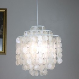 Lampe à suspension classique moderne avec abat-jour en coquillage blanc