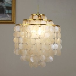Lampe à suspension classique moderne avec abat-jour en coquillage blanc