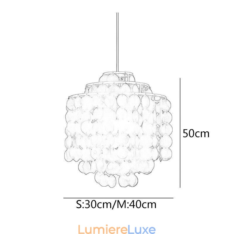 Lampe à suspension classique moderne avec abat-jour en coquillage blanc