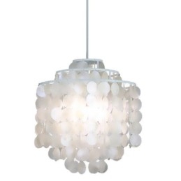 Lampe à suspension classique moderne avec abat-jour en coquillage blanc
