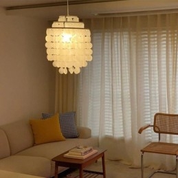 Lampe à suspension classique moderne avec abat-jour en coquillage blanc