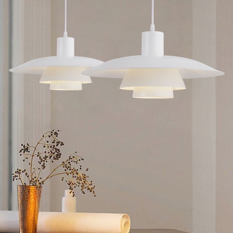 Luminaire suspendu en aluminium blanc, lustre contemporain, luminaire suspendu réglable