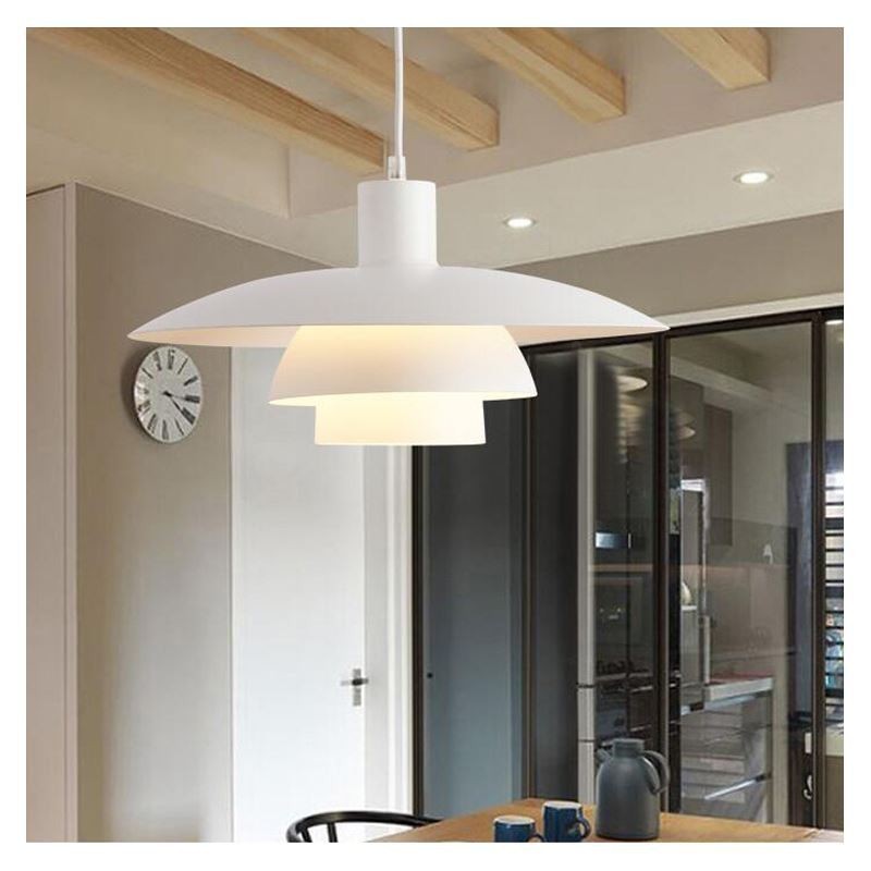 Luminaire suspendu en aluminium blanc, lustre contemporain, luminaire suspendu réglable