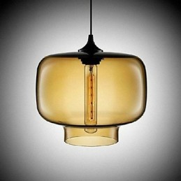 Suspension design bouteille 1 lumière, peinture concise en fer