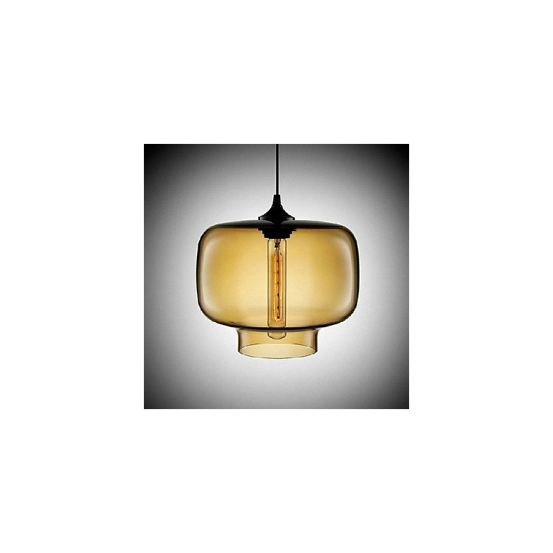 Suspension design bouteille 1 lumière, peinture concise en fer