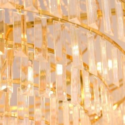 Suspension en cristal doré à 4 niveaux et 7 lumières