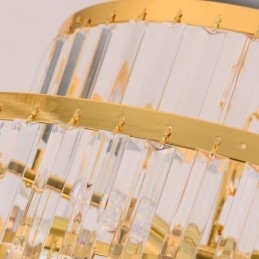 Suspension en cristal doré à 5 niveaux et 7 lumières