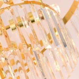 Suspension en cristal doré à 5 niveaux et 7 lumières