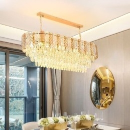 Suspension ovale de luxe en cristal moderne