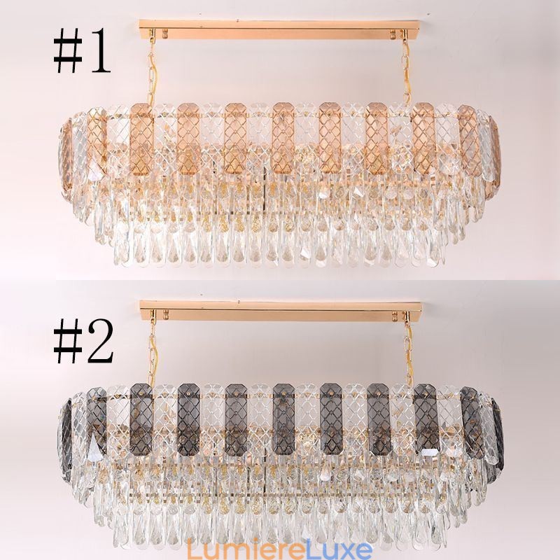 Suspension ovale de luxe en cristal moderne