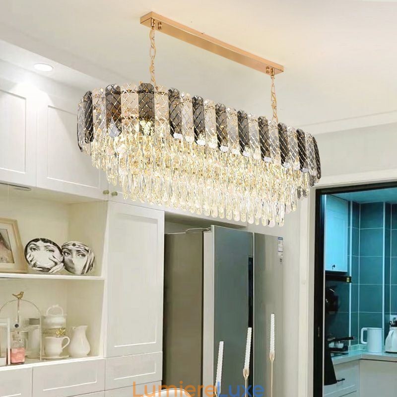 Suspension ovale de luxe en cristal moderne