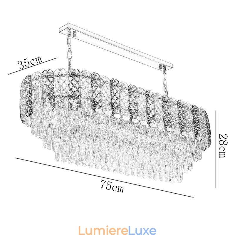 Suspension ovale de luxe en cristal moderne