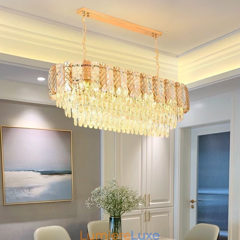 Suspension ovale de luxe en cristal moderne
