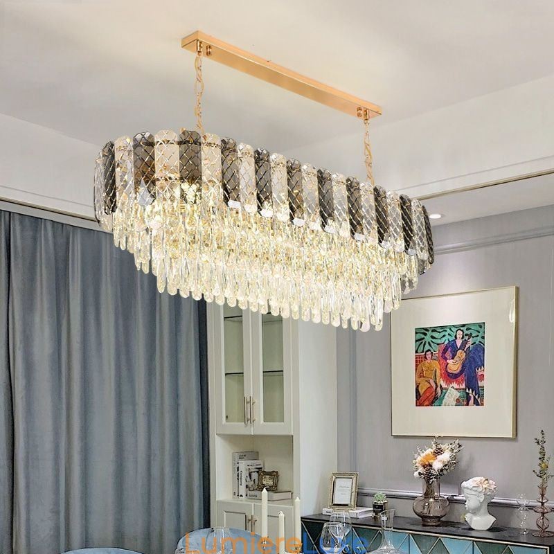 Suspension ovale de luxe en cristal moderne